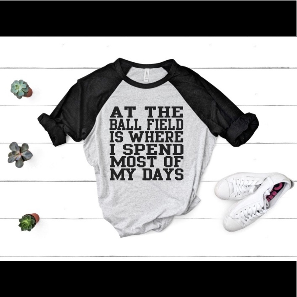 At the Ballfield 3/4 Sleeve Baseball T-shirt Bella